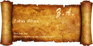 Zahn Alex névjegykártya